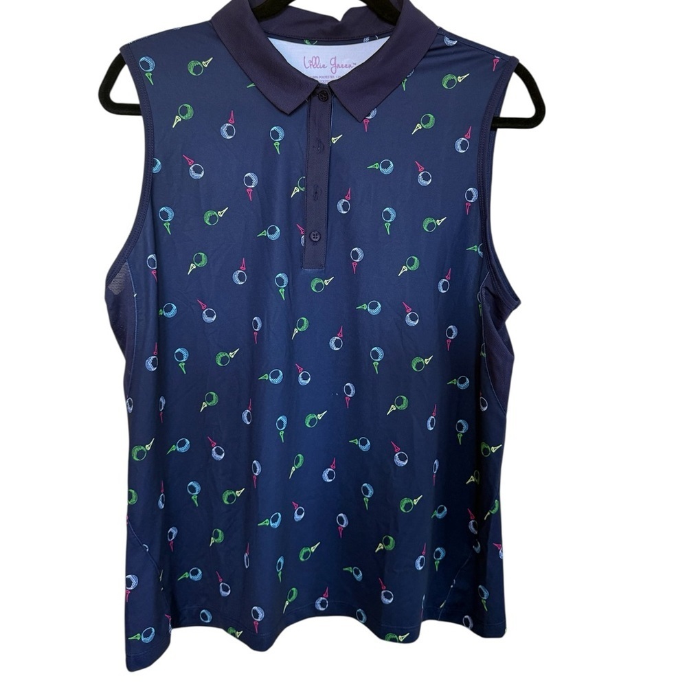 Little Green novelty, sleeveless golf shirt Sz.L